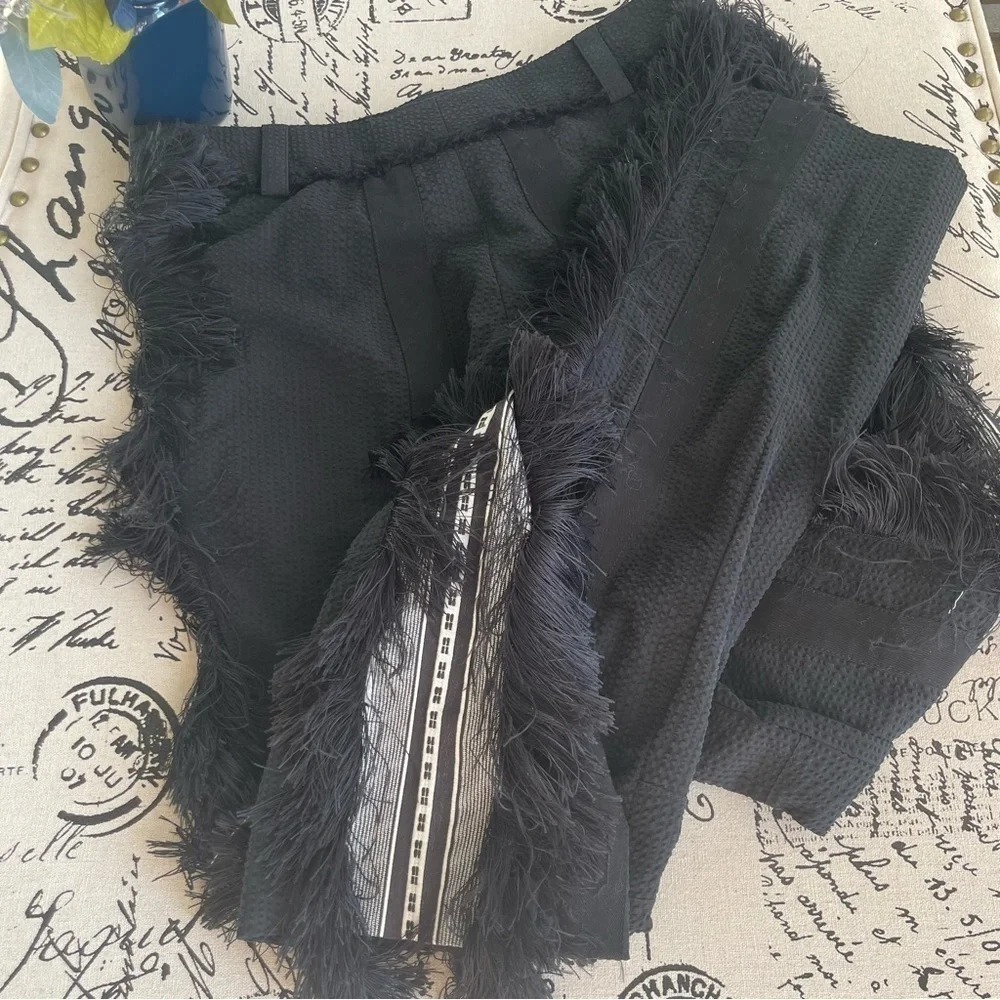 Paco Rabanne S/S 2016 Searsucker Striped Fringe Trim Straight Leg Pants, EU 40 - Picture 9 of 13